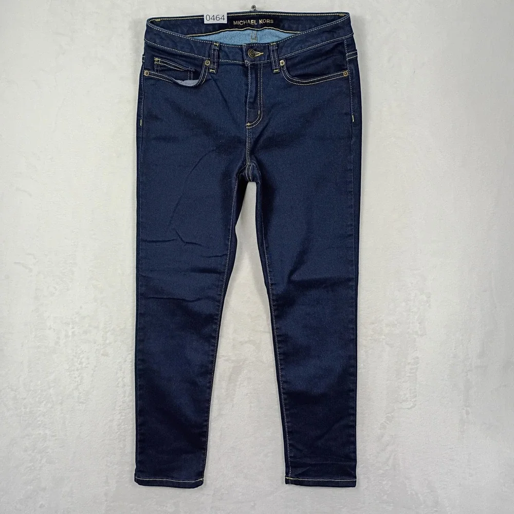 Michael Kors Jeans Womens 4 Dark Blue Izzy Cropped Skinny Denim Casual Classic